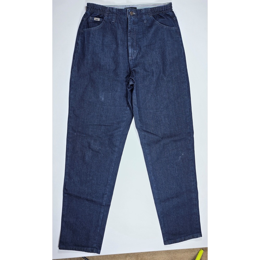 Lee Relaxed Fit High Rise Dark Wash Side Elastic Jeans Size 10 Long